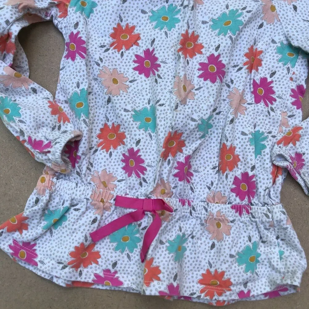 Genuine Kids from Oshkosh B'gosh Pink Gray Floral Tunic Girls Toddler 4T